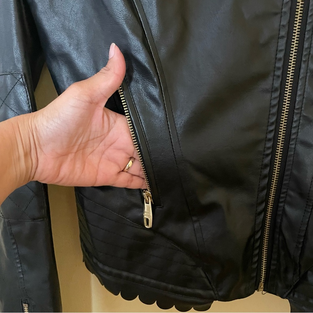 Steve Madden Black Faux Leather Jacket Sz-Small - Picture 10 of 13